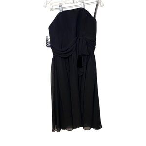 Alfred Angelo Black Strapless Chiffon Cocktail Dress Size 14 NWT Formal